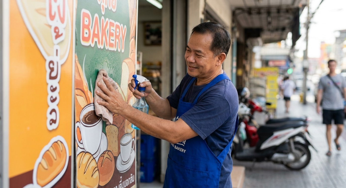 วิธีดูแลป้ายไวนิลหน้าร้านให้สีสด ทนแดดทนฝน ไม่ซีดไว - how-to-maintain-outdoor-signage