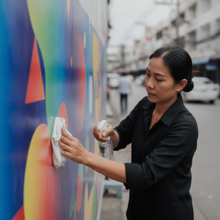 วิธีดูแลป้ายไวนิลหน้าร้านให้สีสด ทนแดดทนฝน ยืดอายุใช้งาน