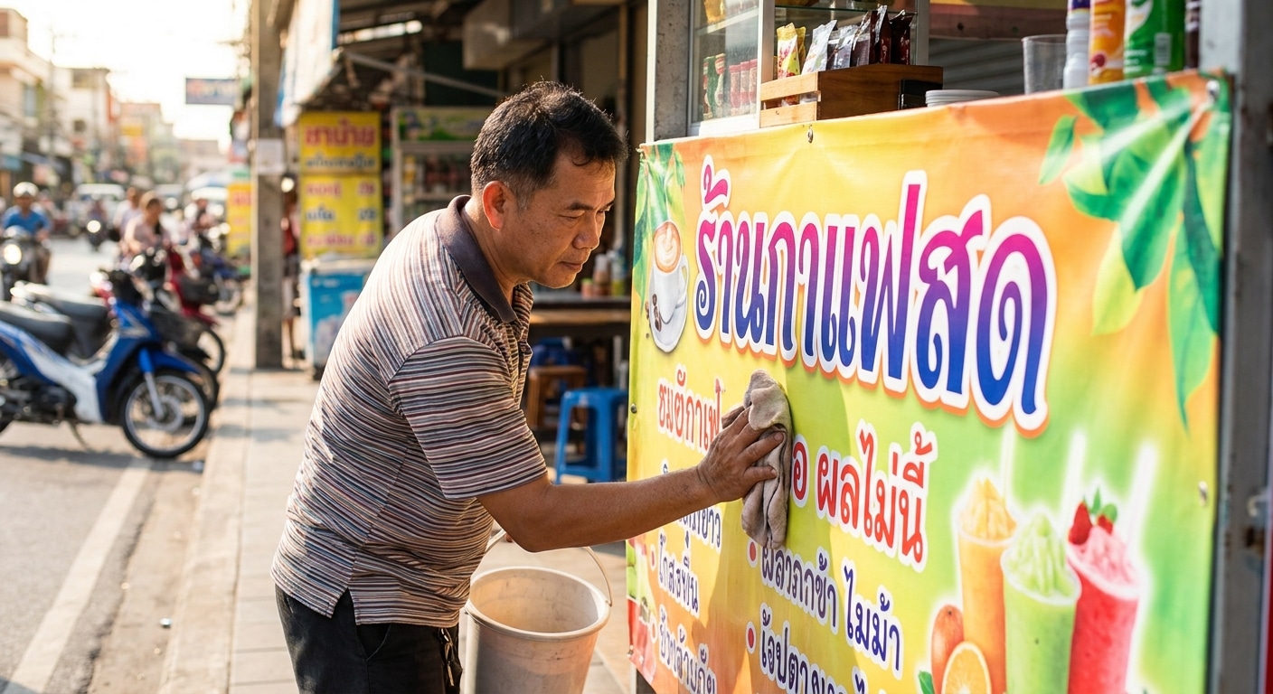 5 ทริคดูแลป้ายโฆษณาหน้าร้านให้สีสด ทนแดด ใช้งานได้ยาวนาน - outdoor-signage-maintenance-tips