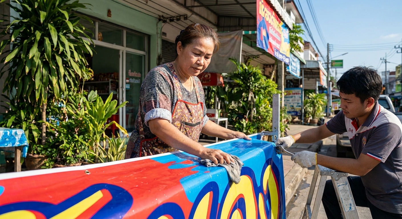 5 ทริคดูแลป้ายไวนิลกลางแจ้งให้สีสด ทนแดด ใช้งานได้นาน - outdoor-vinyl-banner-maintenance