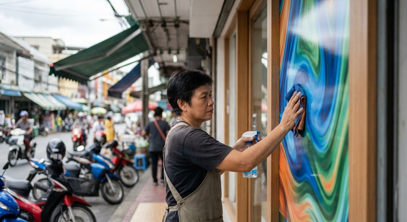 ทริคดูแลป้ายไวนิลหน้าร้านให้สีสดทนแดด ยืดอายุใช้งาน - outdoor-vinyl-sign-maintenance
