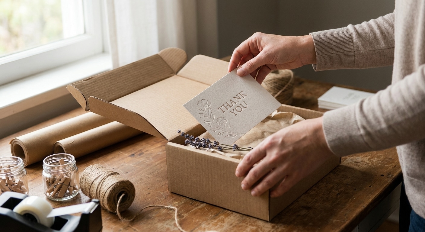 ทำการ์ดขอบคุณแนบกล่องพัสดุ เพิ่มยอดซื้อซ้ำให้ร้านออนไลน์ - thank-you-card-marketing