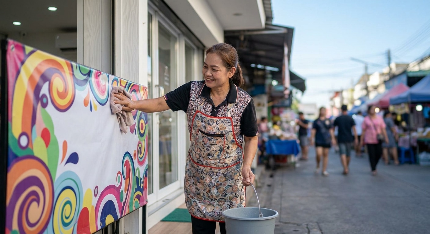 ทริคดูแลป้ายโฆษณาและไวนิลหน้าร้าน ให้สีสดทนแดดทนฝน - vinyl-sign-maintenance-tips