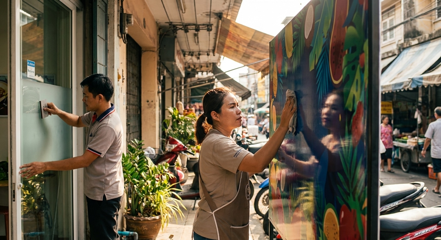 เคล็ดลับดูแลป้ายไวนิลและสติ๊กเกอร์หน้าร้านให้สีสด ไม่ซีด - maintain-storefront-signage-vinyl