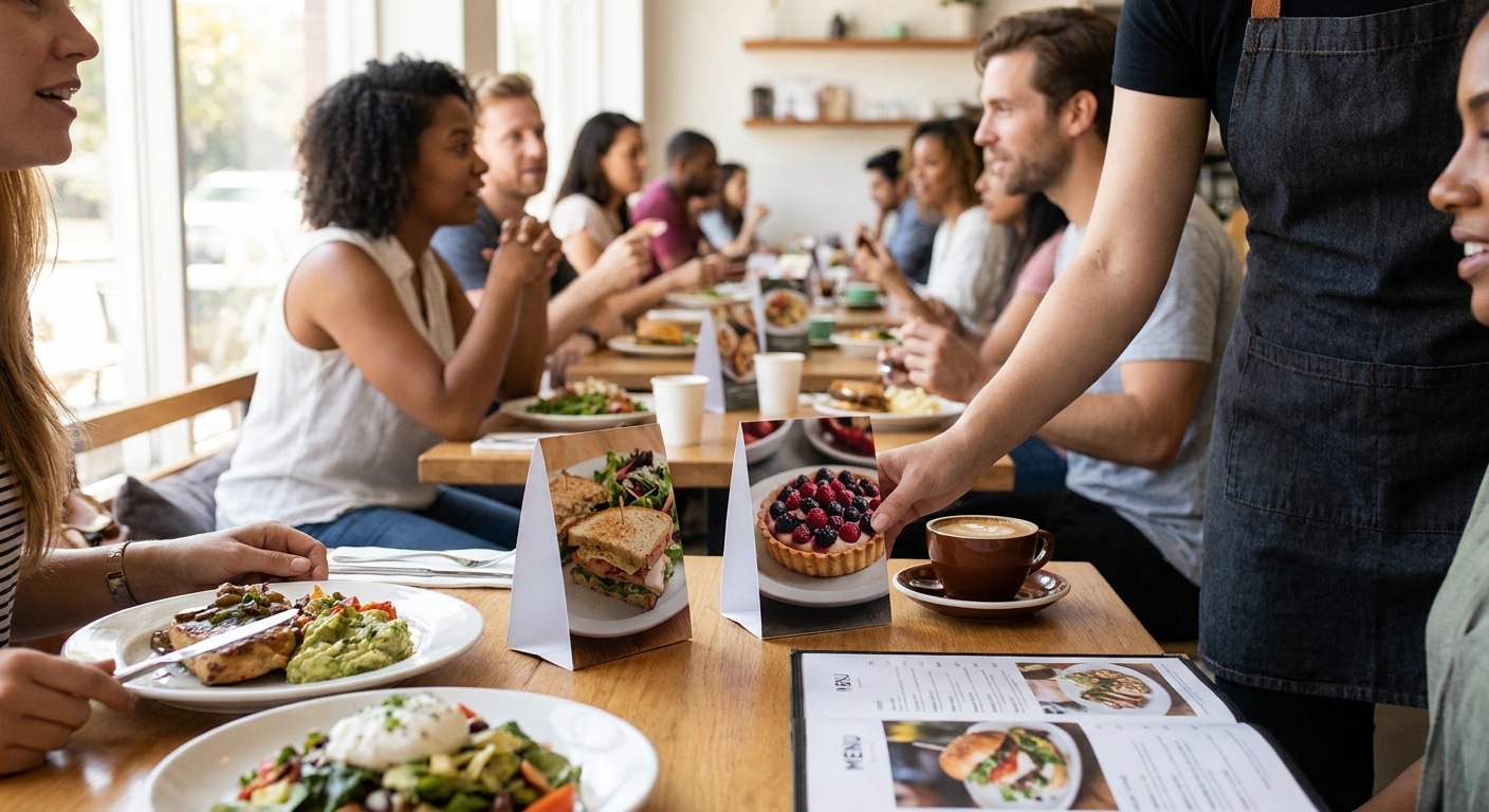 เทคนิคทำเมนูและป้ายตั้งโต๊ะ เพิ่มยอดขายร้านอาหาร-คาเฟ่ - menu-table-tent-marketing-tips