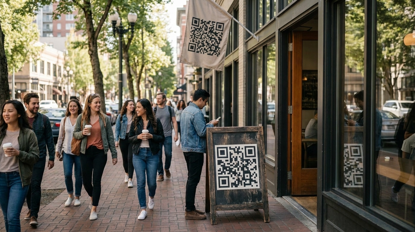ป้ายสแตนดี้และไวนิล QR Code ดึงลูกค้าออฟไลน์สู่ออนไลน์ - o2o-marketing-print-qr-code