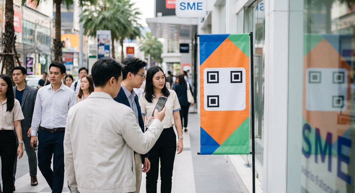 กลยุทธ์ O2O: ป้ายโฆษณาติด QR Code ดึงลูกค้าเข้าร้านฉบับ SME - o2o-marketing-qr-signage