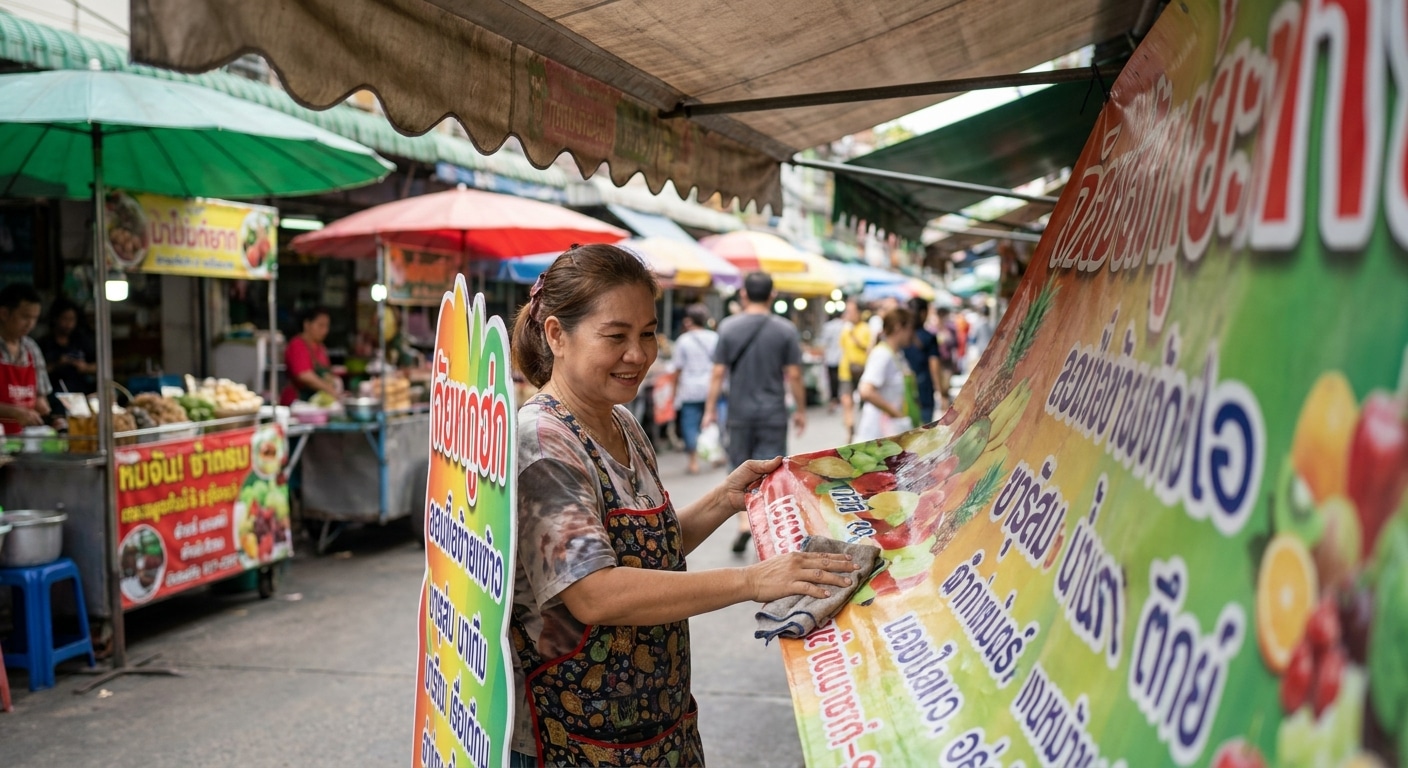 4 ทริคดูแลป้ายไวนิลและสแตนดี้หน้าร้าน ให้สีสดทนแดด ไม่ซีดไว - outdoor-signage-maintenance-tips