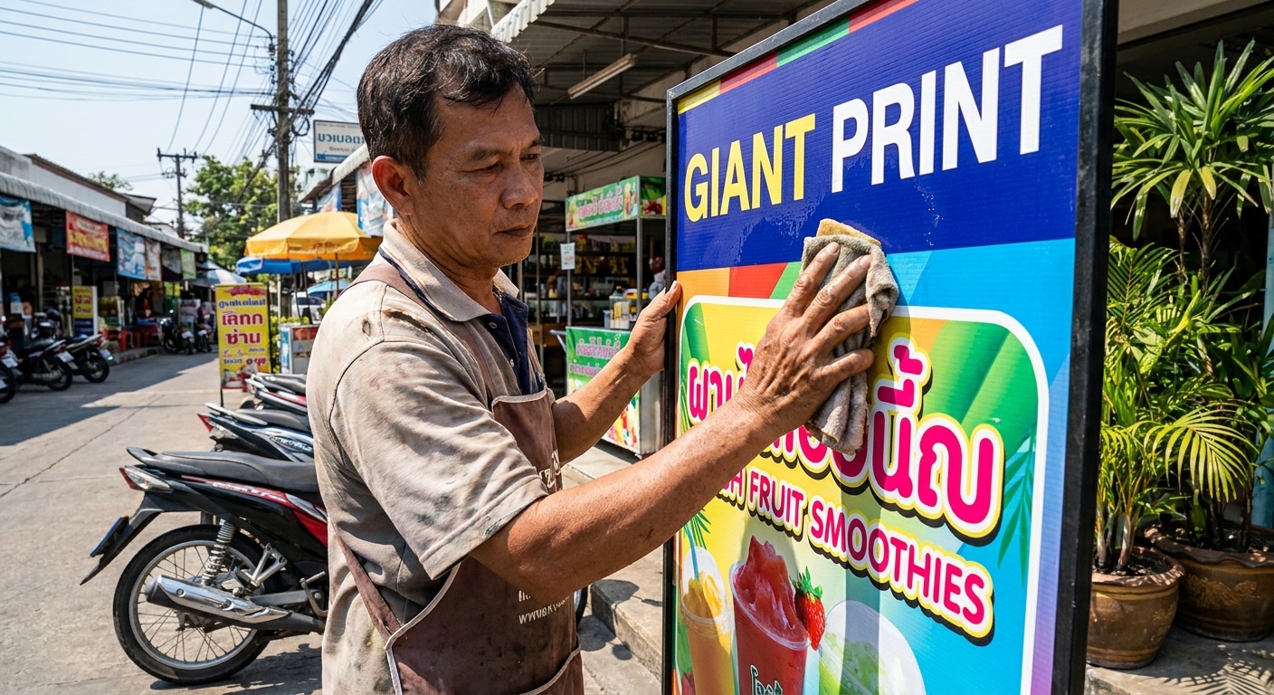 เคล็ดลับดูแลป้ายไวนิลหน้าร้านให้สีสดทนแดด ยืดอายุใช้งาน - outdoor-vinyl-banner-maintenance