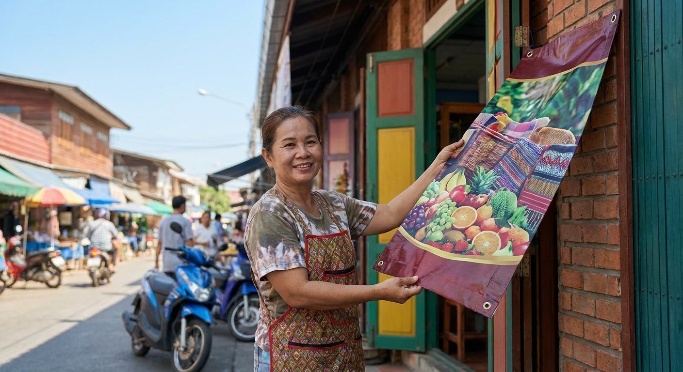 เลือกป้ายไวนิลหน้าร้านอย่างไร ให้ทนแดดฝน ไม่ฉีกขาดง่าย - outdoor-vinyl-banner-tips