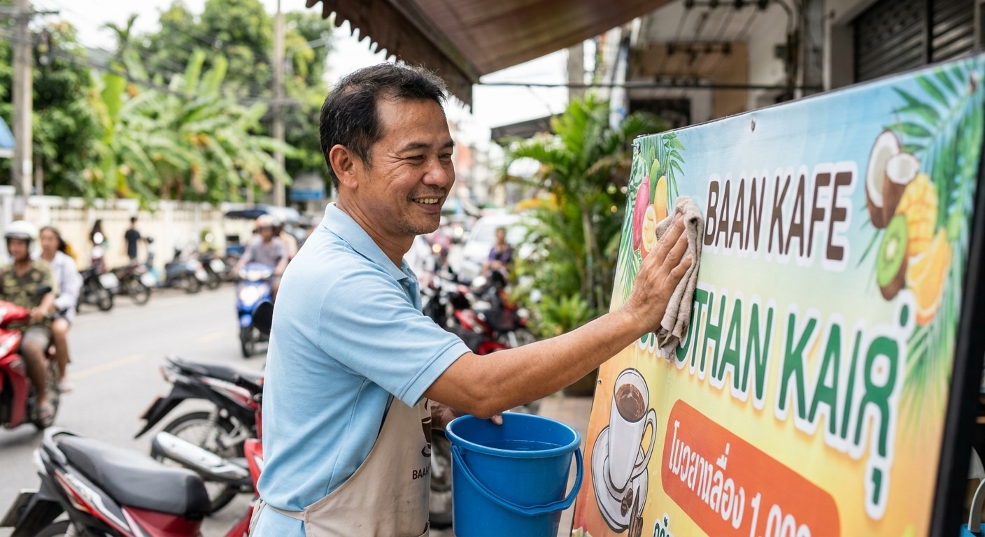 วิธีดูแลป้ายไวนิลกลางแจ้งให้สีสดคมชัด ทนแดดทนฝน - outdoor-vinyl-sign-maintenance