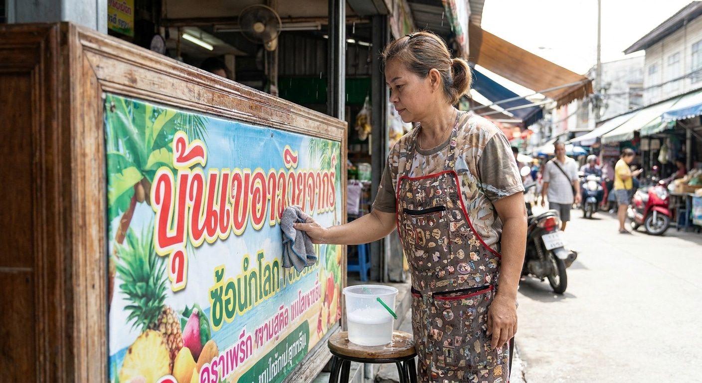 วิธีดูแลป้ายไวนิลและสติ๊กเกอร์หน้าร้านให้สีสด ทนแดดทนฝน - outdoor-vinyl-sticker-maintenance-tips