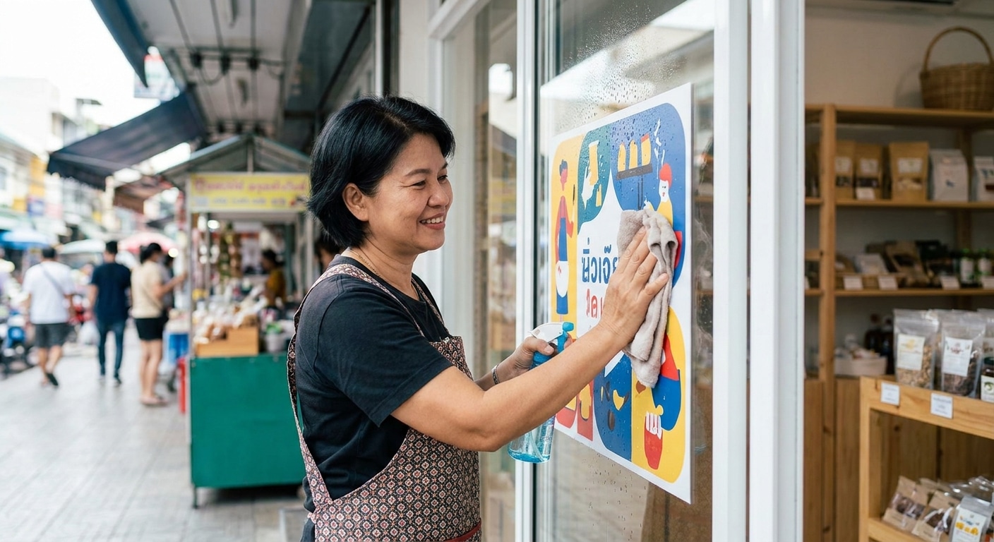 วิธีดูแลป้ายไวนิลและสติ๊กเกอร์ให้สีสด ทนแดด - outdoor-vinyl-sticker-maintenance