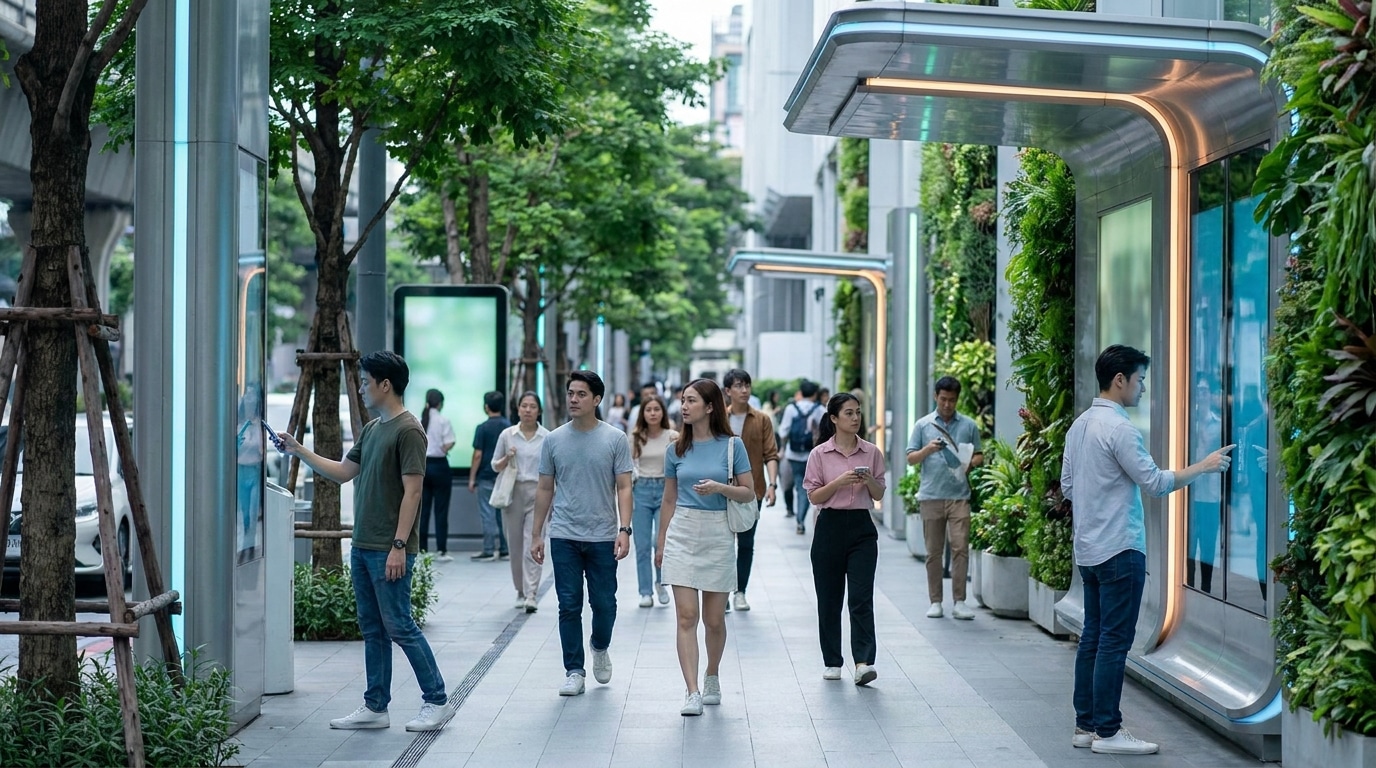 เทรนด์ป้ายโฆษณา 2027 นวัตกรรม Phygital สื่อพิมพ์ยุคใหม่ - phygital-signage-trends-2027