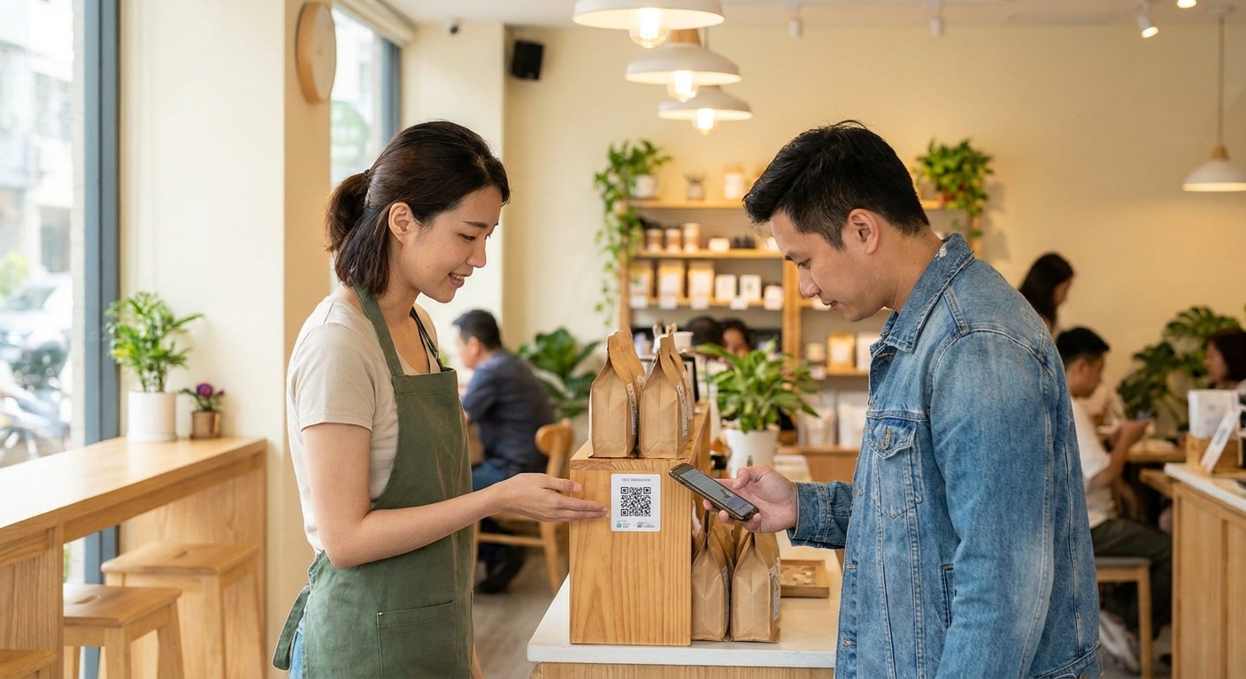 พิมพ์สติ๊กเกอร์ QR Code ดึงลูกค้าออฟไลน์สู่ออนไลน์ - qr-code-sticker-marketing