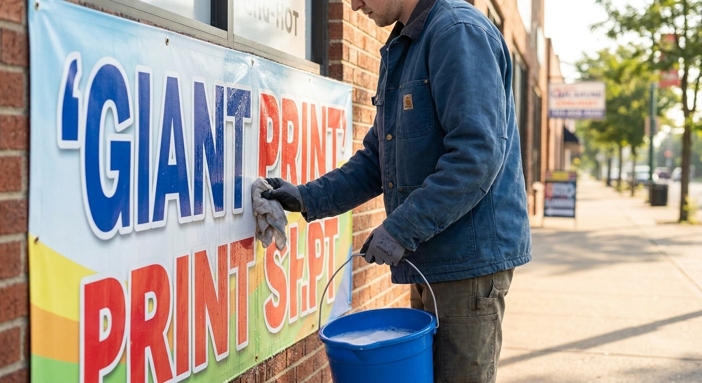 วิธีทำความสะอาดป้ายไวนิลให้สีสดทนแดด ยืดอายุใช้งาน - vinyl-banner-maintenance-guide