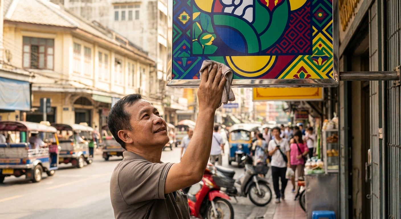 วิธียืดอายุป้ายไวนิลหน้าร้าน ให้สีสดทนแดดทนฝนใช้งานยาวนาน - vinyl-banner-maintenance-tips