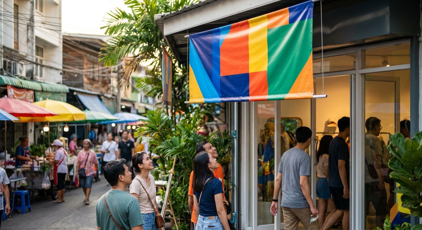 เทคนิคออกแบบป้ายไวนิลหน้าร้าน เรียกลูกค้าเข้าร้านทันที - vinyl-banner-marketing-tips