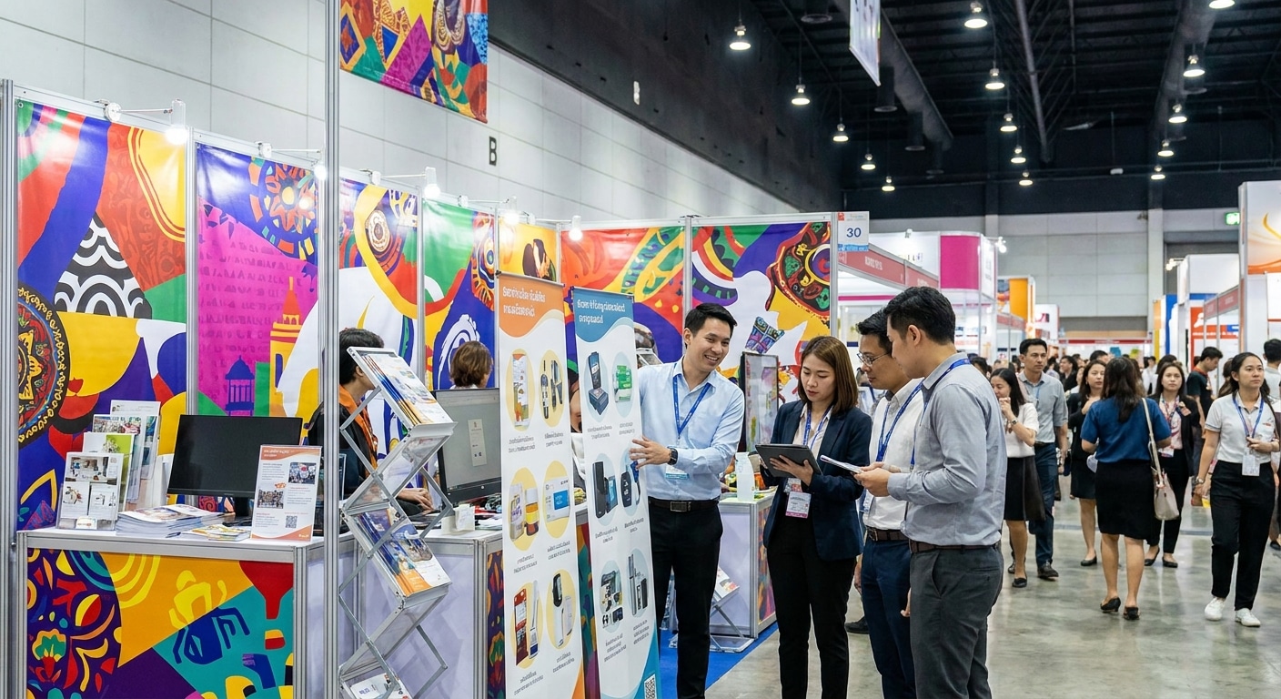 ทริคใช้ป้ายไวนิลและสแตนดี้จัดบูธ ดึงลูกค้าใน 3 วินาที - vinyl-standee-booth-marketing-tips
