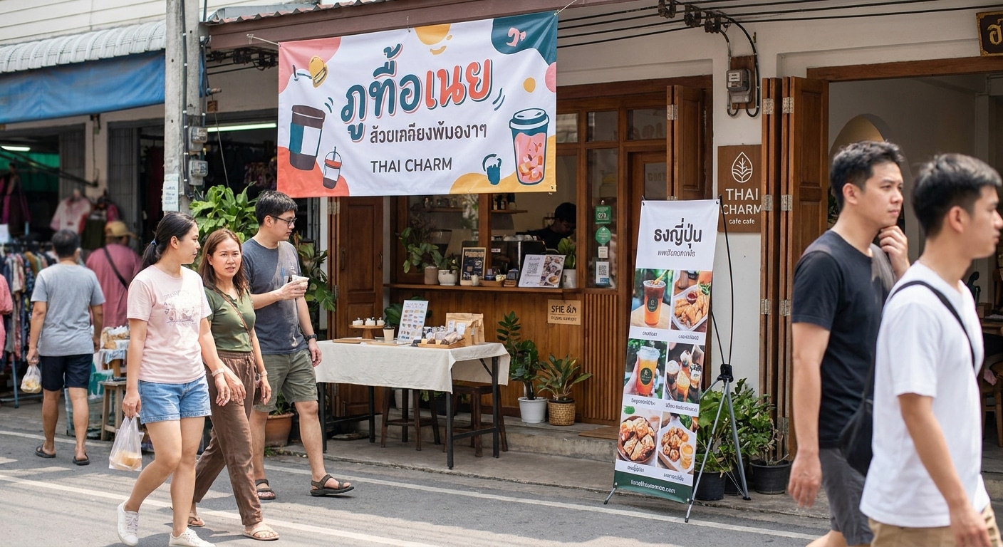 เทคนิคใช้ป้ายไวนิลและสแตนดี้ ดึงคนเข้าร้าน เพิ่มยอดขาย SME - vinyl-standee-storefront-marketing