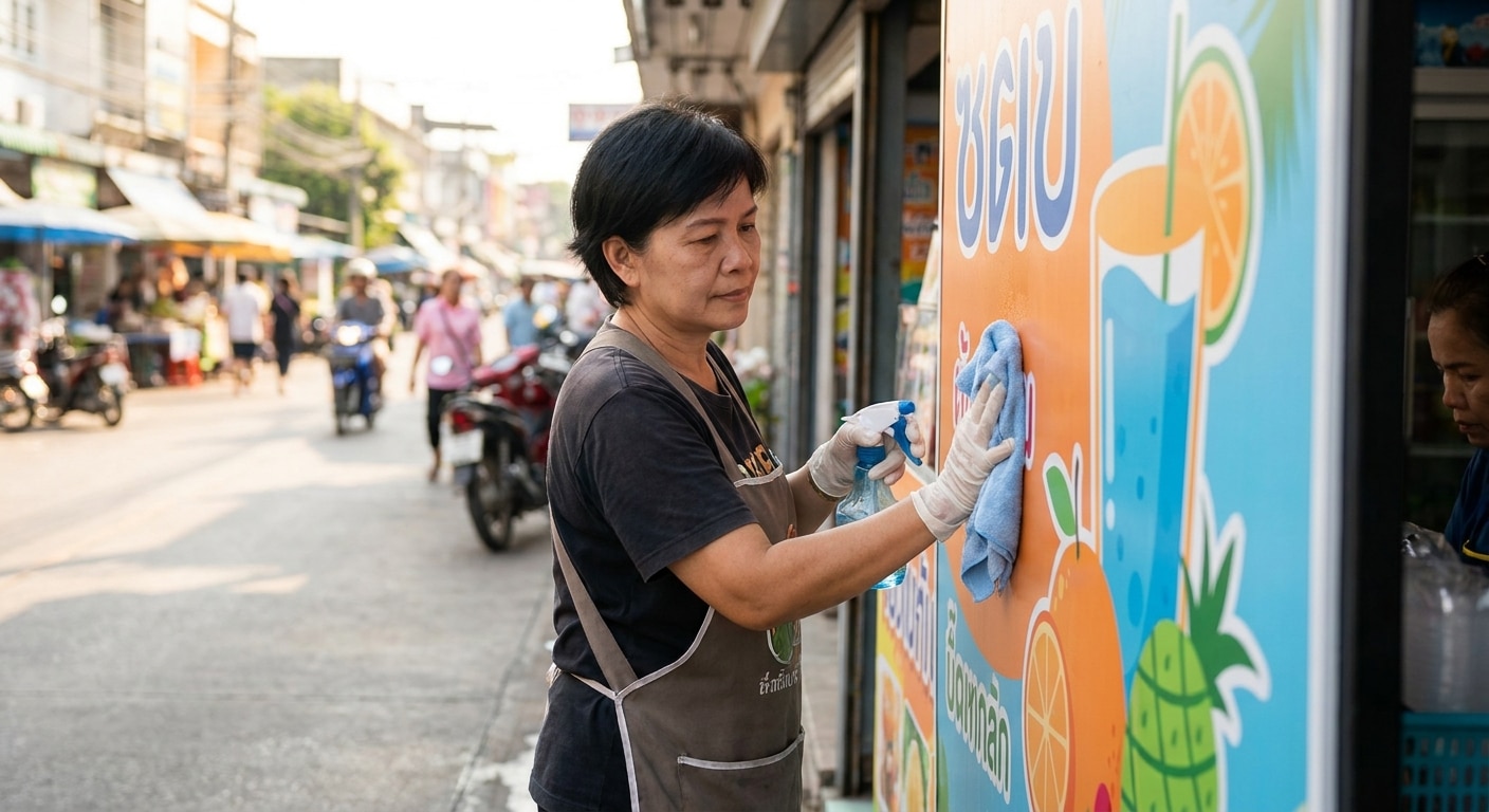 วิธีดูแลป้ายไวนิลและสติ๊กเกอร์ให้สีสด ทนทาน ไม่ซีดจาง - vinyl-sticker-maintenance-tips
